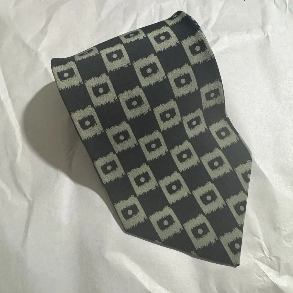 GIORGIO ARMANI Cravatte Vintage Silk Necktie Geometric Black 56